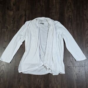 Denver Hayes White Thin Open Cardigan Sweater